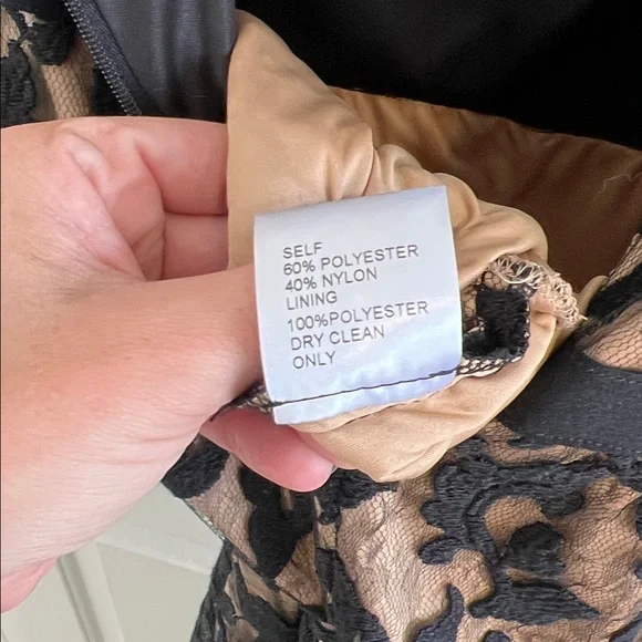 Tadashi Shoji Textured Lace Mermaid Gown black nude illusion size 8 - Picture 12 of 12